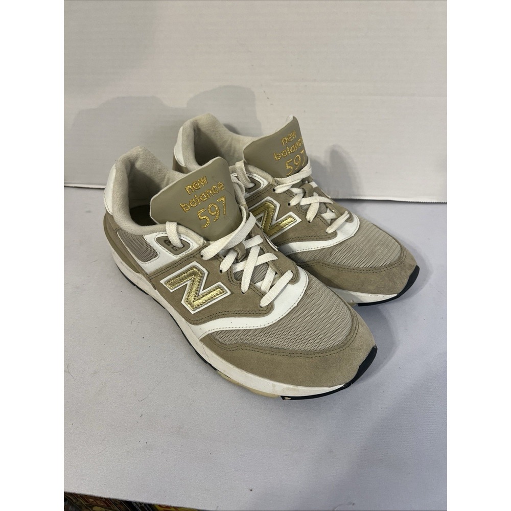 New Balance 597 Men's Size 9 Tan Gold Reflective Sneakers ML597RSA Retro Shoes
